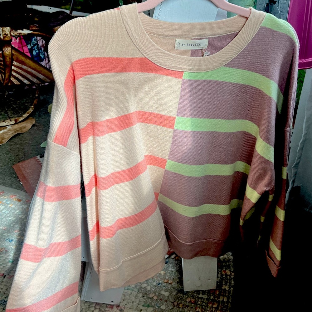 By Together brand sweater long sleeve, multi color, never worn, soft cotton